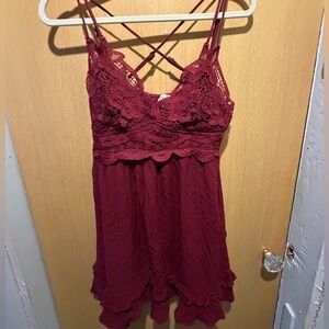 Listicle Deep Red Lace Dress